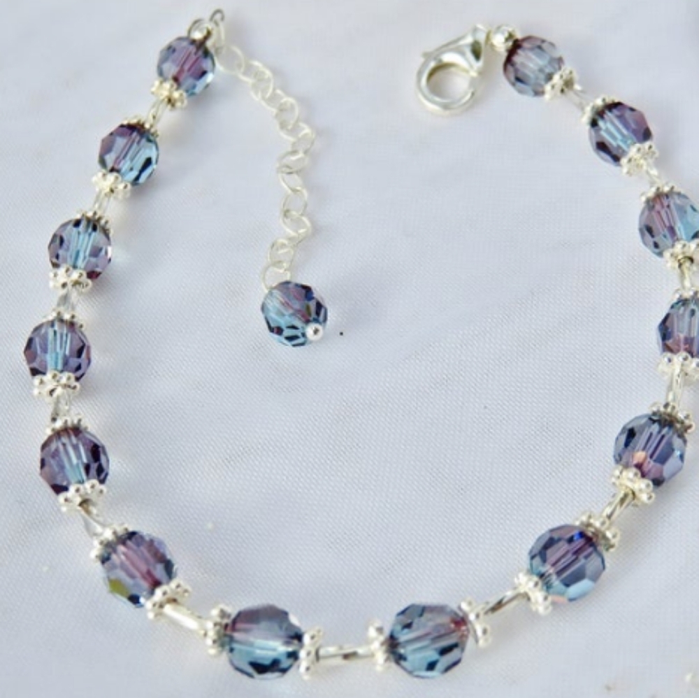 Pink-Blue Blend of Swarovski Crystals and S.S.